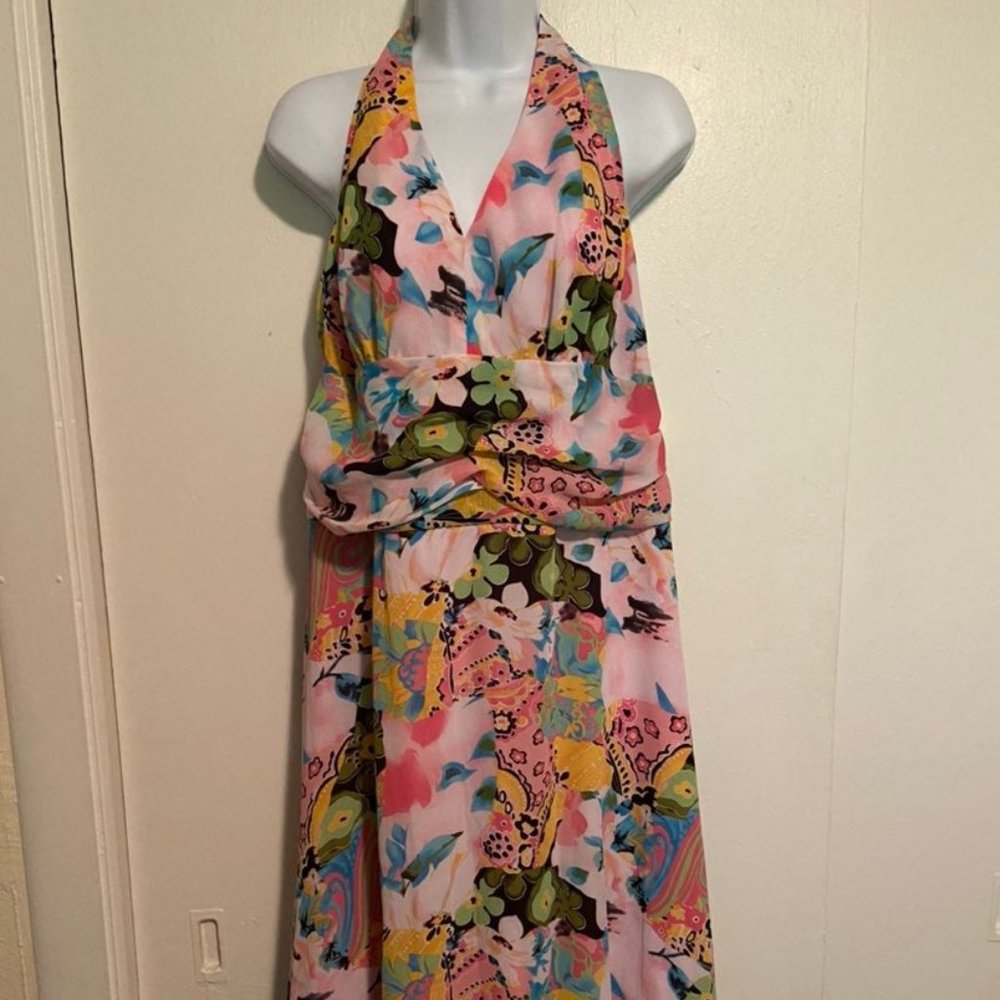 Pastel Pink Floral Halter Dress NWT Plus Size